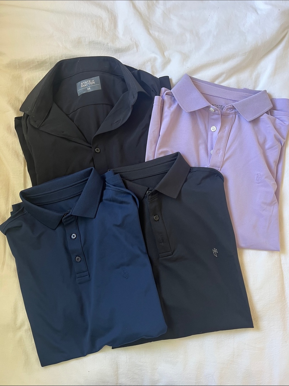 State Of The Matter Men’s Golf Polo & Button-Up Set - Black, Navy, Lavender